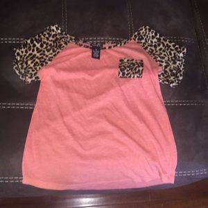 Girls peach and cheetah print shirt